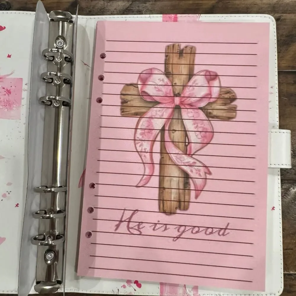 Cross with bow inspirational A5 Binder w/ matching paper